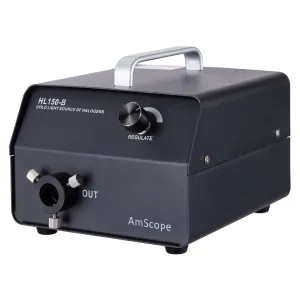AmScope 150W Fiber-Optic Halogen Illuminator with Black Finish