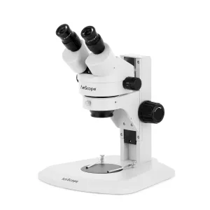 AmScope SM-1 Series Super Widefield Zoom Binocular Stereo Microscope with 64 LED Compact Ring Light and Optional Digital Camera on Track Stand