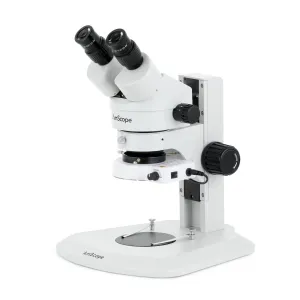 AmScope SM-1 Series Super Widefield Zoom Binocular Stereo Microscope with 80 LED Compact Ring Light and Optional Digital Camera on Track Stand