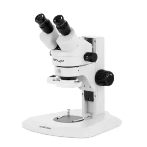 AmScope SM-1 Series Super Widefield Zoom Binocular Stereo Microscope with 8W Fluorescent Ring Light and Optional Digital Camera on Track Stand