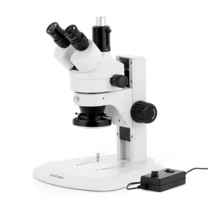 AmScope SM-1 Series Zoom Trinocular Stereo Microscope with 144 LED Ring Light and Optional Digital Camera on Track Stand