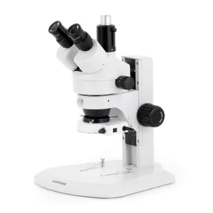 AmScope SM-1 Series Zoom Trinocular Stereo Microscope with 80 LED Compact Ring Light and Optional Digital Camera on Track Stand