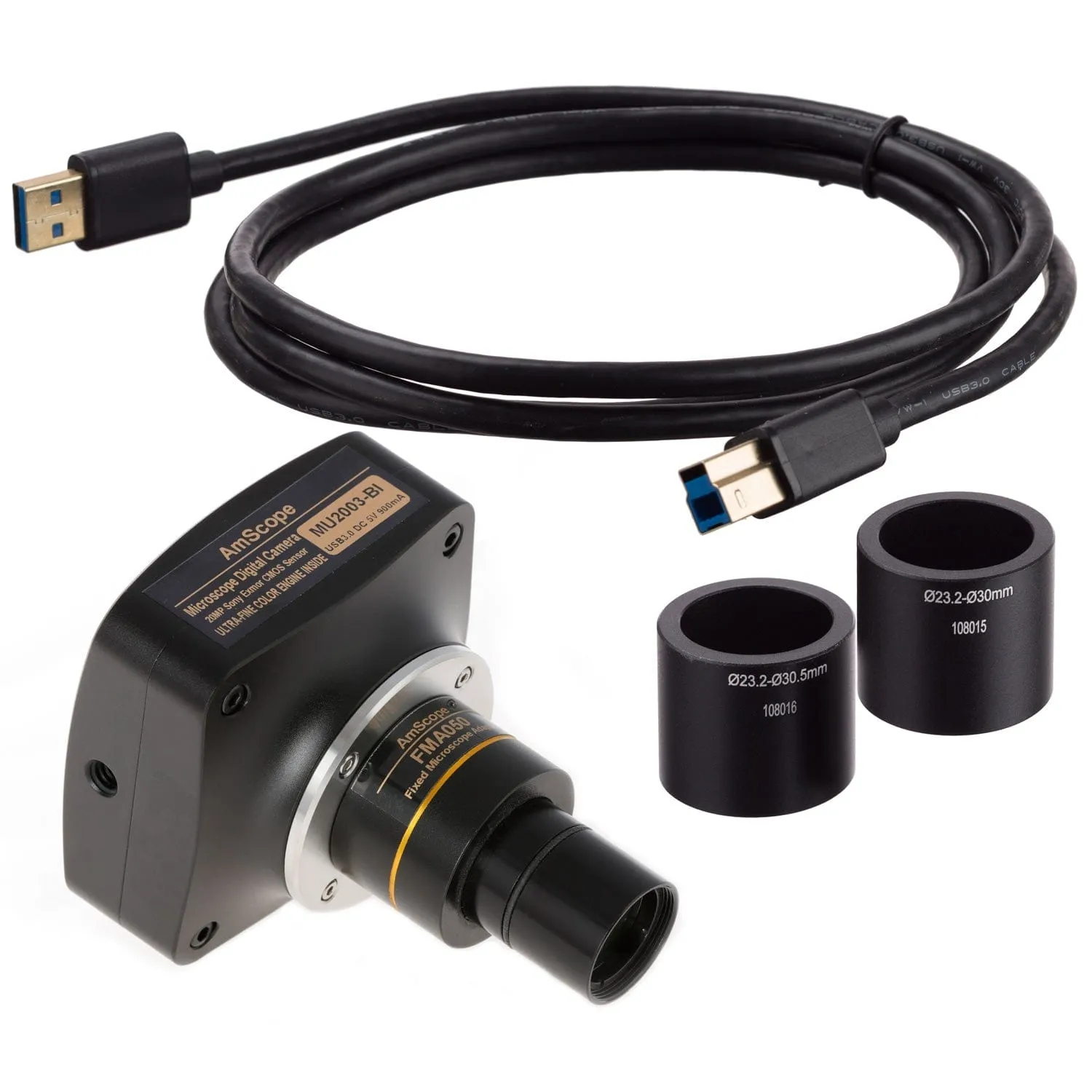 AmScope SM-1 Series Zoom Trinocular Stereo Microscope with 80 LED Direction Variable Ring Light and Optional Digital Camera on Track Stand