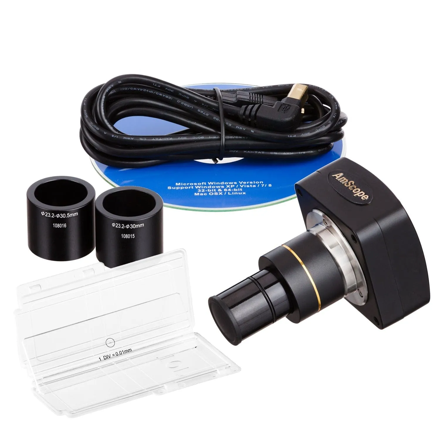 AmScope SM-1 Series Zoom Trinocular Stereo Microscope with 80 LED Direction Variable Ring Light and Optional Digital Camera on Track Stand