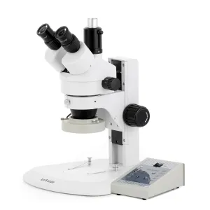 AmScope SM-1 Series Zoom Trinocular Stereo Microscope with 80 LED Direction Variable Ring Light and Optional Digital Camera on Track Stand