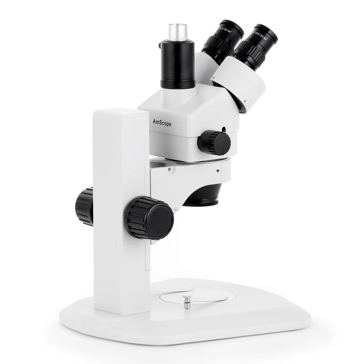 AmScope SM-1 Series Zoom Trinocular Stereo Microscope with 80 LED Direction Variable Ring Light and Optional Digital Camera on Track Stand