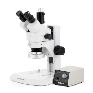 AmScope SM-1 Series Zoom Trinocular Stereo Microscope with Heavy Duty 80 LED Ring Light and Optional Digital Camera on Track Stand