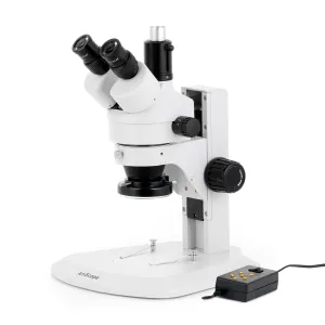 AmScope SM-1 Series Zoom Trinocular Stereo Microscope with Multi-Zone 144 LED and Optional Digital Camera on Track Stand