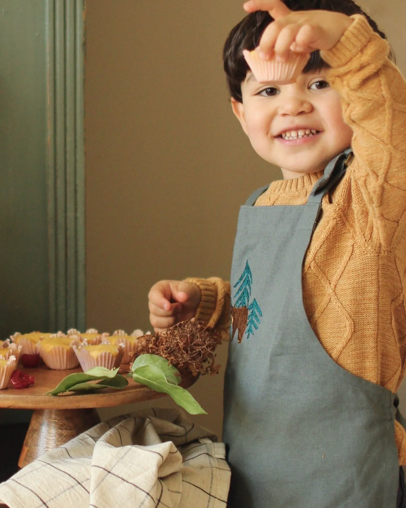 Avery Row Kid's Apron - Forest Bear