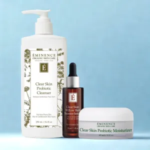Eminence Organics Acne Control & Skin Balance (Clear Skin Probiotic Cleanser   Clear Skin Probiotic Moisturizer   Clear Skin Willow Bark Booster-Serum)