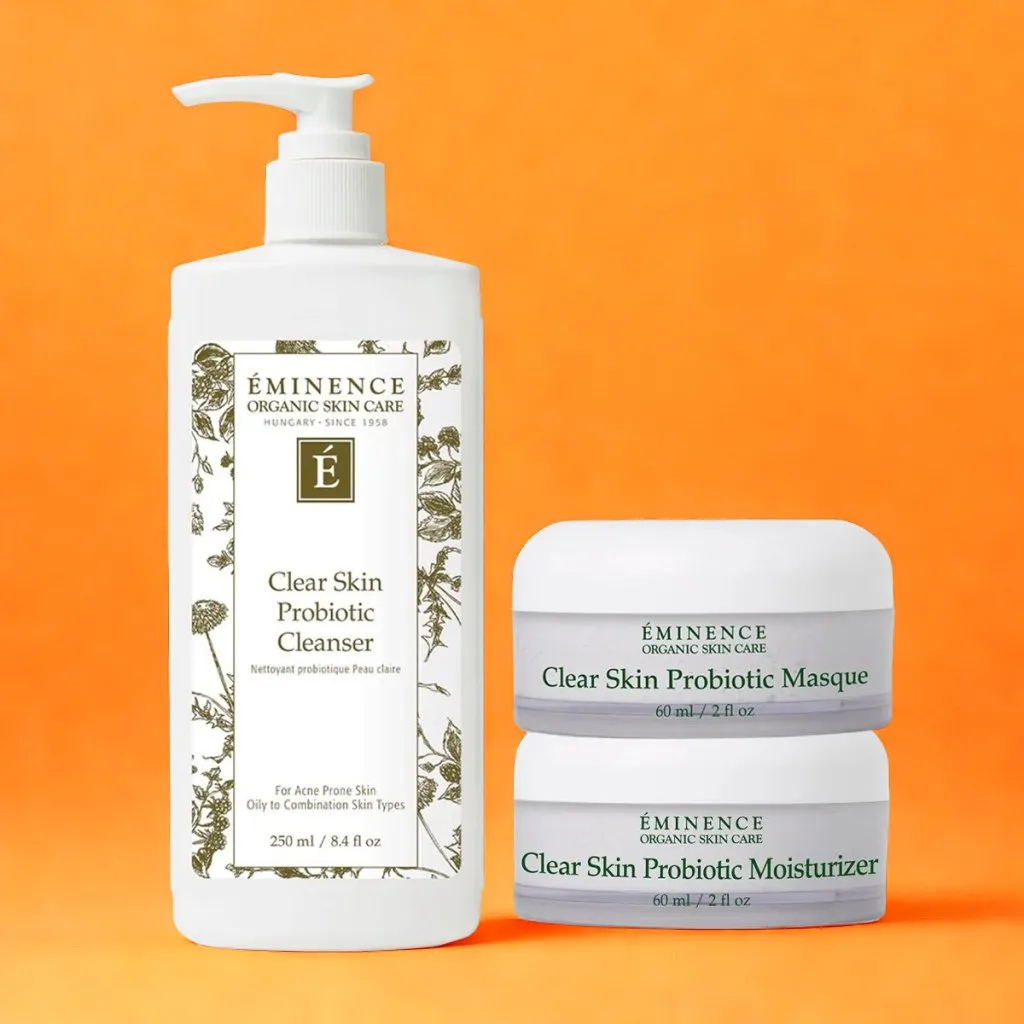 Eminence Organics Blemish Clearing & Pore Refining (Clear Skin Probiotic Cleanser   Clear Skin Probiotic Masque   Clear Skin Probiotic Moisturizer)