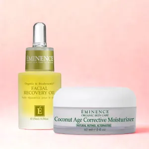 Eminence Organics Ultra Repair & Restore Set (Coconut Age Corrective Moisturizer   Facial Recovery Oil)