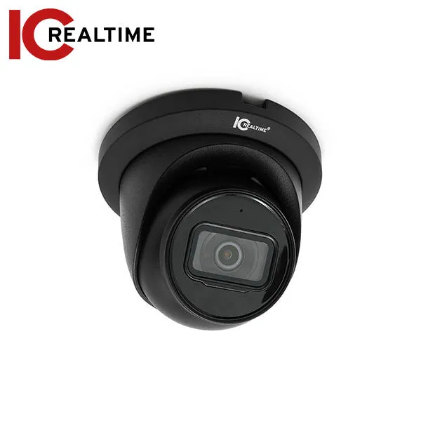IC Realtime - IPEL-E80F-IRB2 / 8MP IP Indoor/Outdoor Mid-Size Eyeball Dome Camera / Blck Housing / Fixed 2.8mm Lens. 98.4 FT Smart IR. POE CAPABLE / AI