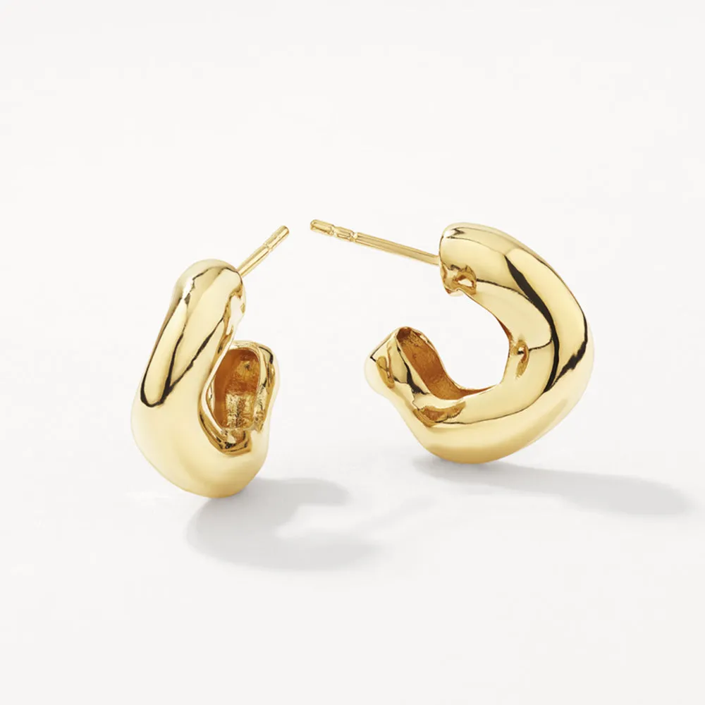 Organic Curve Hoops in Gold