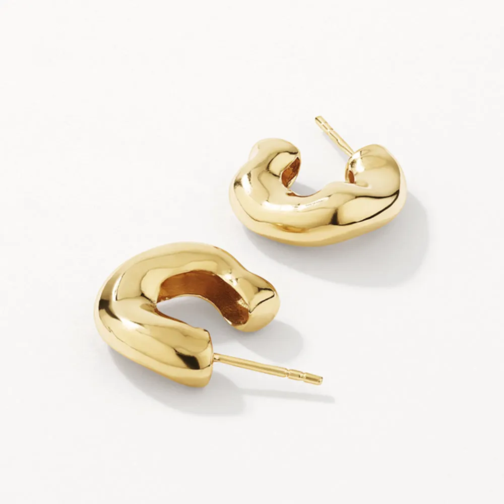Organic Curve Hoops in Gold