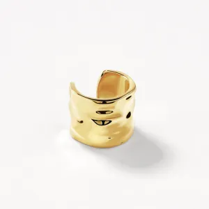 Organic Hammered Ear Cuff in Gold