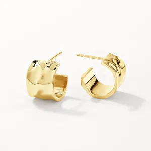 Organic Hammered Hoop Earrings in Gold