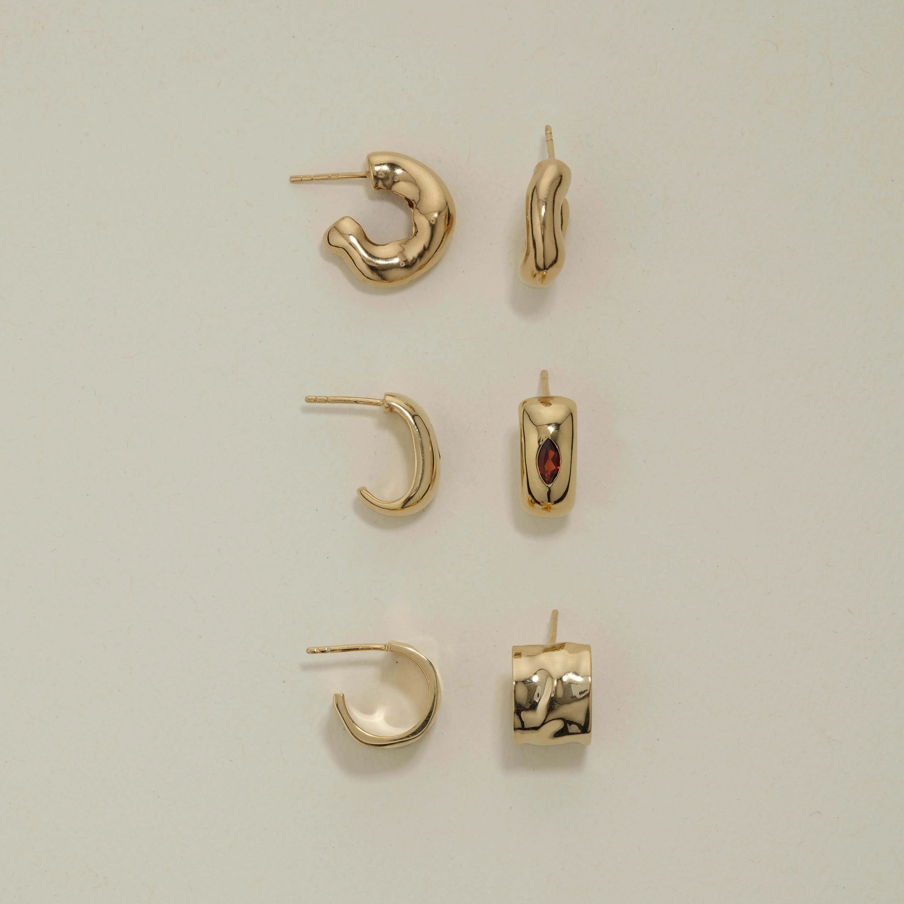 Organic Hammered Hoop Earrings in Gold