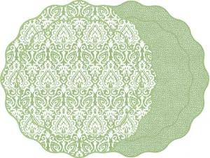 Scallop Two Sided Damask Reversible Placemats - Set of 4
