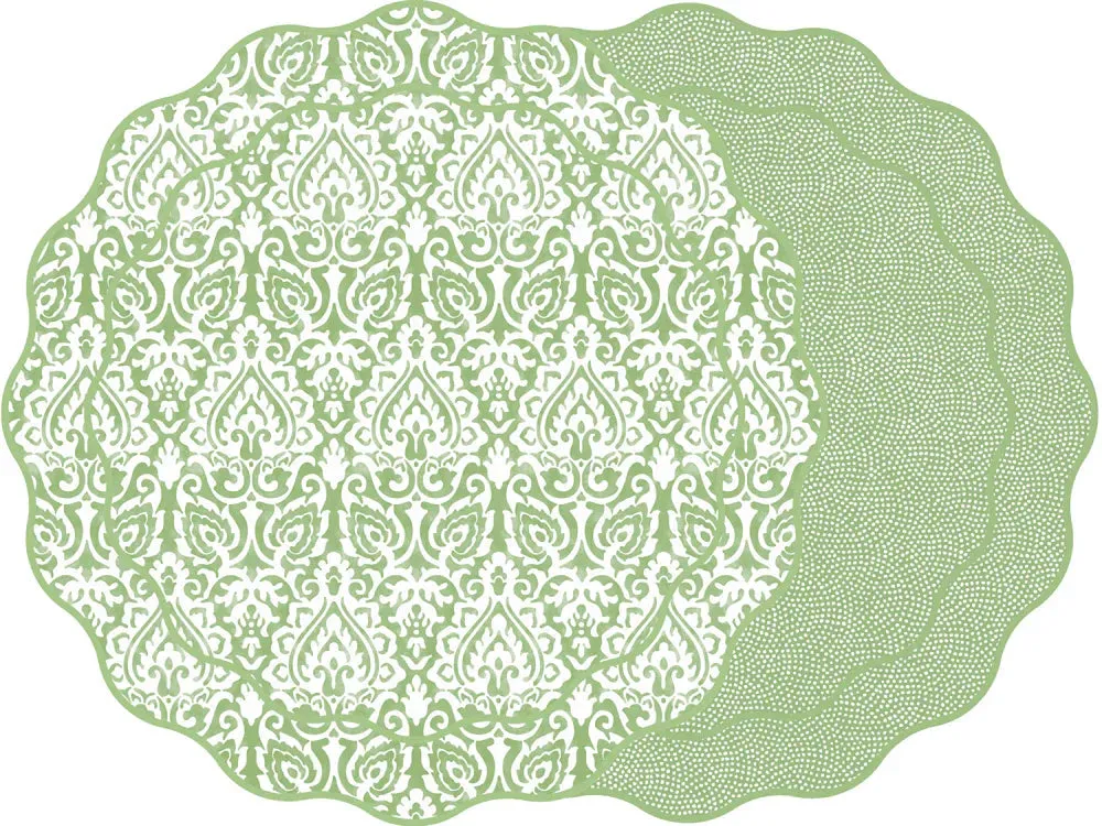 Scallop Two Sided Damask Reversible Placemats - Set of 4