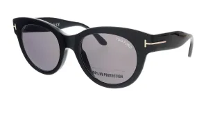 Tom Ford FT0741 01A Lou  Shiny Black Classic Round Sunglasses