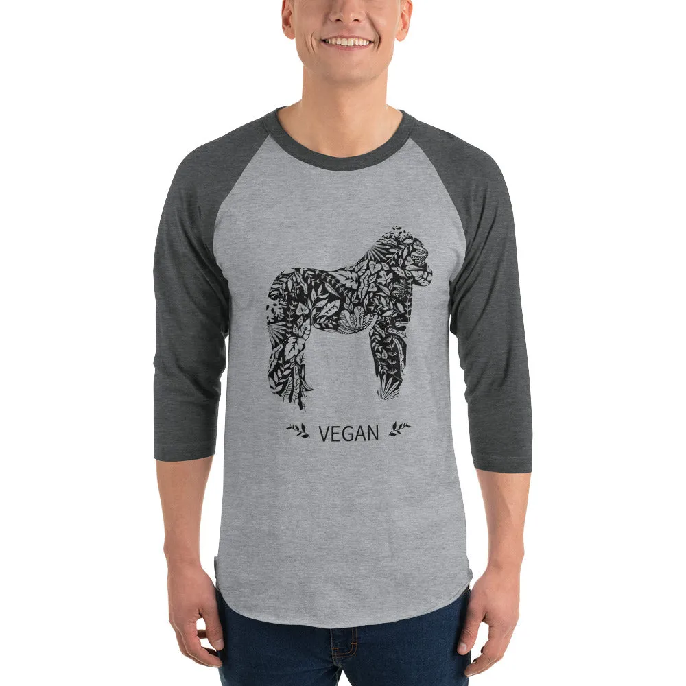 Vegan Gorilla - 3/4 Sleeve Raglan Shirt