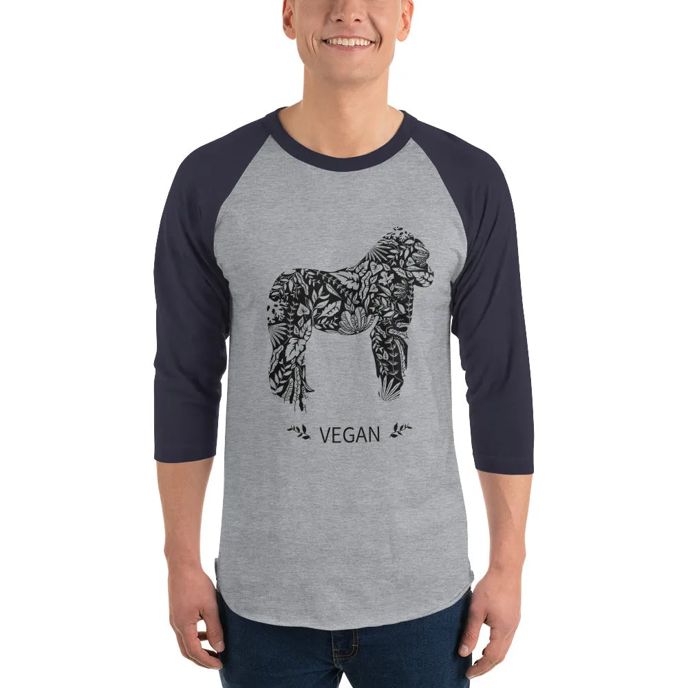 Vegan Gorilla - 3/4 Sleeve Raglan Shirt